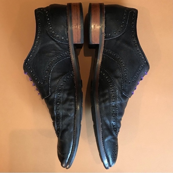 Cole Haan Black Leather Wingtip Brogue Oxfords, Size 10 - Picture 3 of 15